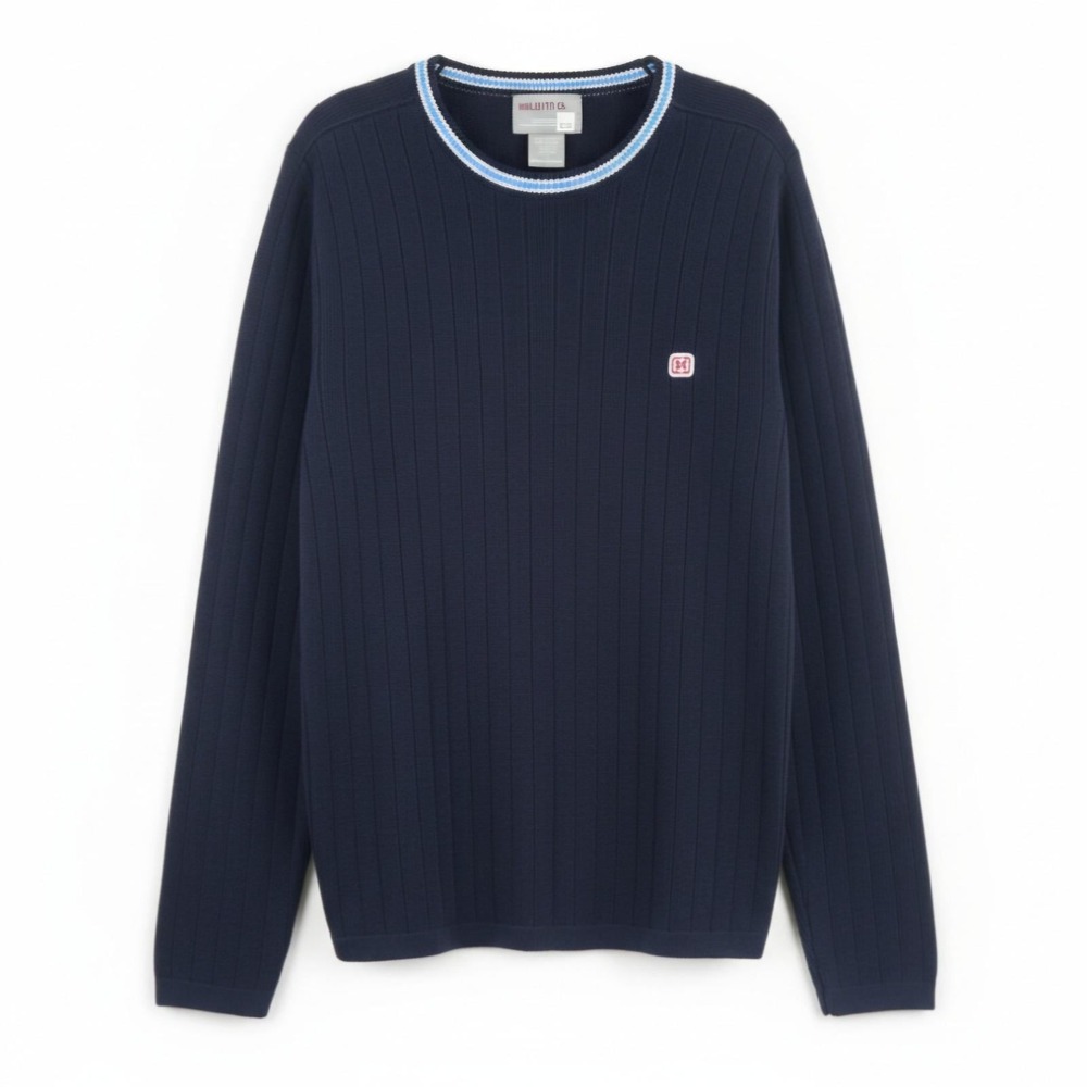 Hollister Vintage Y2K Sweater Mens Large Blue Ribbed Pullover Crewneck‎ Preppy